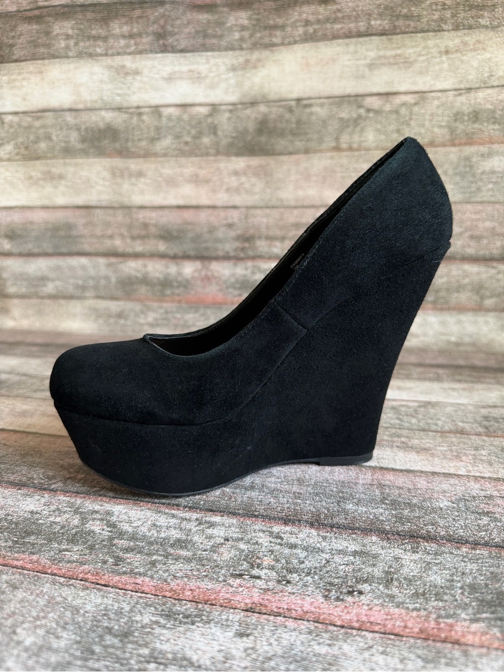 Steve Madden Black Suede Platform Wedge Pumps - Picture 7 of 10